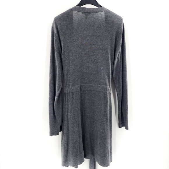 EILEEN FISHER Belted Gray Open Cardigan Tencel Organic Cotton Silk Slits - Picture 5 of 8